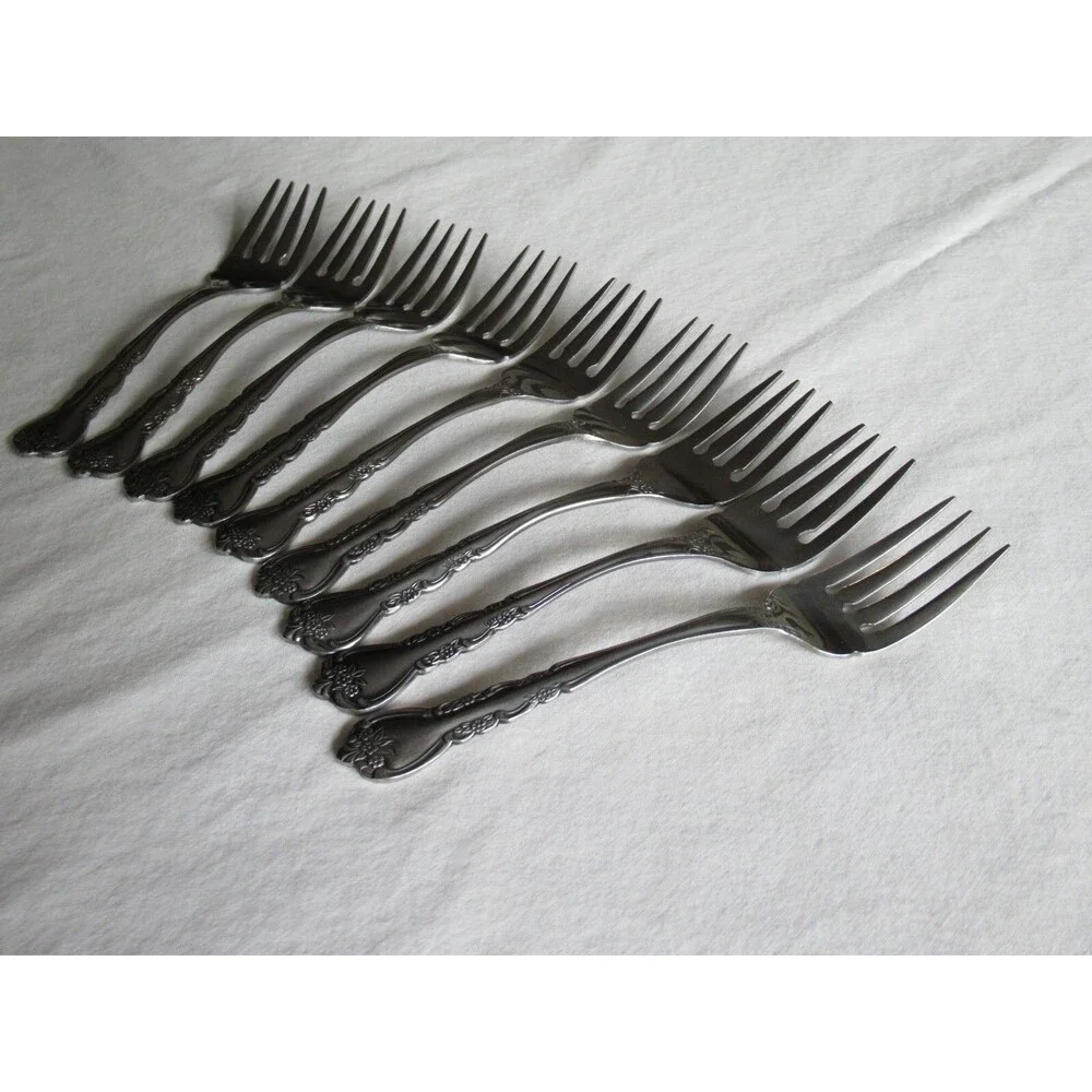 Roberts Rogers Co Korea & Taiwan DELIGHT Stainless Lot of 9x Salad Forks 6